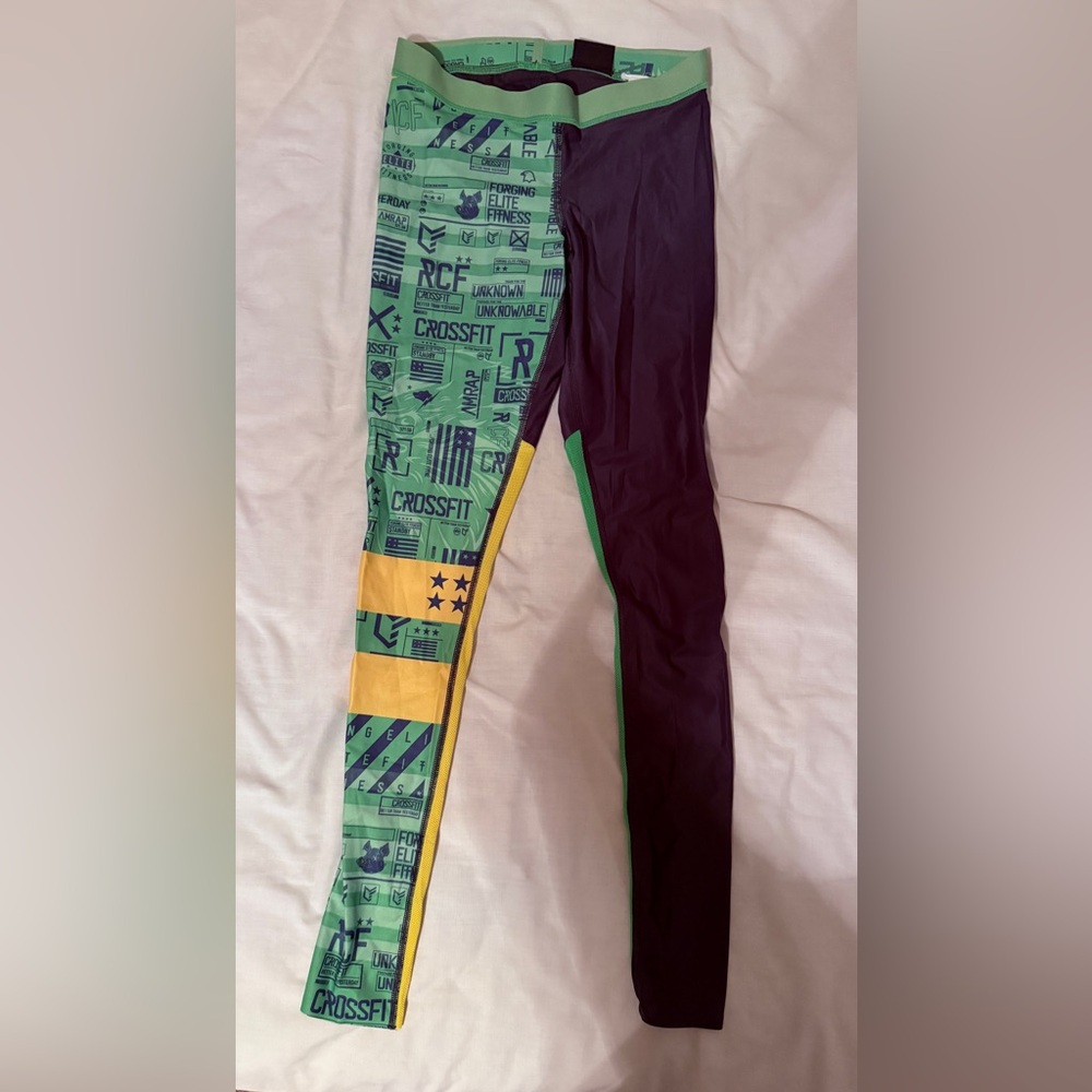 Reebok CrossFit Leggings - Green, Yellow, and Black